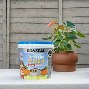 Ronseal Fence Life Plus Warm stone Matt Exterior Wood paint, 9L Tub