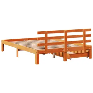 Berkfield Bed Frame with Drawers without Mattress Wax Brown 120x200 cm