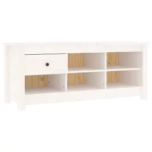 Berkfield Shoe Cabinet White 110x38x45.5 cm Solid Wood Pine