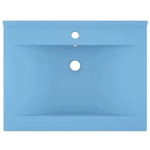 Belfry Bathroom Grenkie 600mm L x 460mm W Ceramic Rectangular Sink with Overflow Light Blue