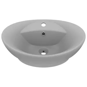 Luxury Basin Overflow Oval Matt Light Grey 58.5x39 cm Ceramic