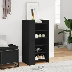 Berkfield Shoe Cabinet Black 52x37.5x100 cm Engineered Wood