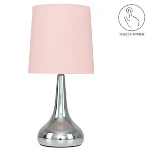 Chasse Metal Table Lamp (Set of 2) Chrome Base / Dusky Pink Shade / Not Included