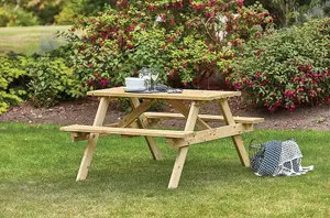 Woodshaw Appleton Wooden Picnic Table Bench 6 Seater Garden Patio Pub