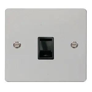 Flat Plate Polished Chrome Rj11 Socket - Black Trim - SE Home