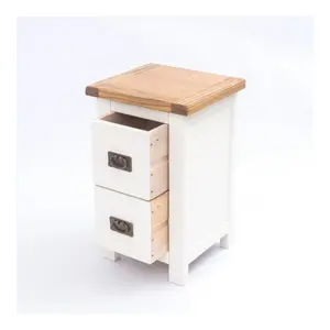 Lovere 2 Drawer Petite Bedside Table Brass Drop Handle