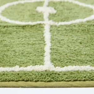 Homescapes Cotton Tufted Washable Football Pitch Kids Rug