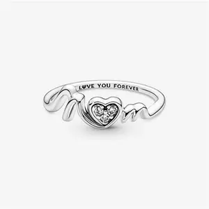 Pandora Mum Pavé Heart Ring - Sterling Silver / Cubic Zirconia - Sz. 48