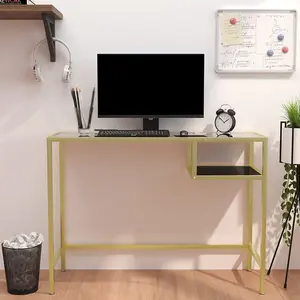 Berkfield Computer Desk Transparent 100x36x74 cm Tempered Glass