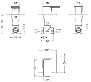 Empire 2 Outlet Concealed Valves Shower Bundle with Handset, Ceiling Mount Arm & Head - Chrome - Balterley