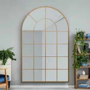 MirrorOutlet The Arcus Gold Framed Arched Window Mirror 190CM x 120CM