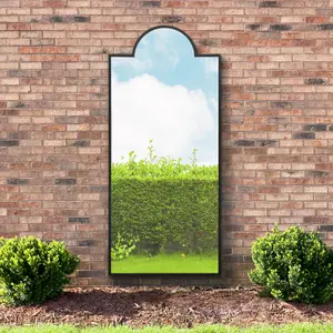 MirrorOutlet Genestra - Black Modern Wall & Leaner Garden Mirror 75"x 33" 190x85cm