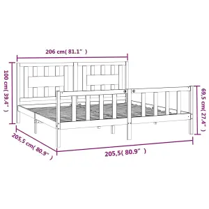 Berkfield Bed Frame with Headboard Black Solid Wood Pine 200x200 cm