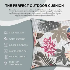 Pink Tropical Birds Outdoor Garden Cushion - 42 x 42cm