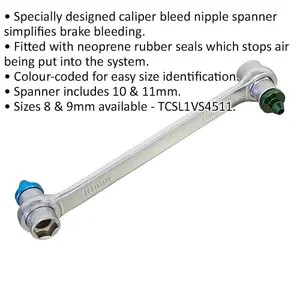 10mm & 11mm Double Ended Brake Bleeder Spanner for Easy Caliper Maintenance