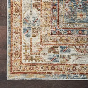 Blue Traditional Luxurious Persian Bordered Geometric Rug for Living Room and Bedroom-239cm X 315cm