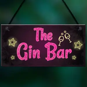 Red Ocean Novelty Gin Bar Sign Neon Effect Home Bar Man Cave Kitchen Sign Gin Gifts