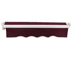 SunDaze 3 x 2.5m Manual Awning Retractable Garden Patio Canopy Sun Shade Shelter with Fittings and Crank Handle Wine Red