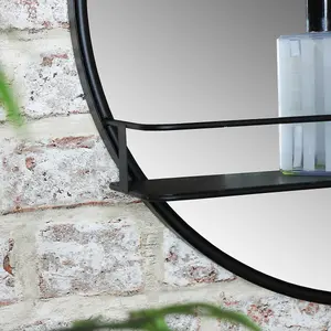 Melody Maison Round Wall Mirror with Shelf