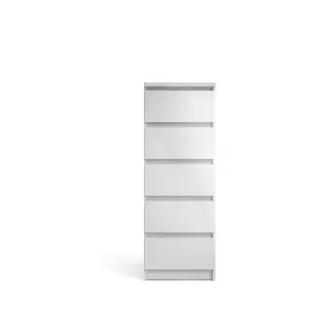 Esla High gloss white 5 Drawer Chest of drawers (H)1100mm (W)400mm (D)500mm