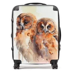 Loving Tawny Owls Watercolour Suitcase - Large