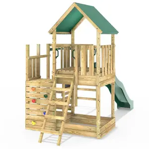 Rebo Modular Wooden Climbing Frame Adventure Playset - M11 Stepup + Monkey Bars