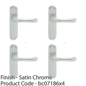 4 PACK - Rounded Smooth Internal Latch Door Handle - Satin Chrome Lever on Backplate