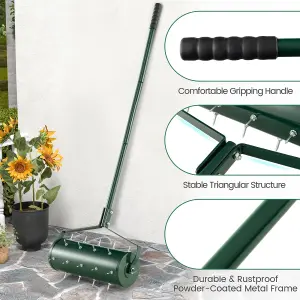 Costway 45 cm Manual Lawn Aerator Garden Heavy Duty Rolling Aerator Lawn Tool