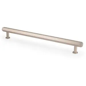 Industrial Hex T Bar Pull Handle - Satin Nickel 224mm Centres Kitchen Cabinet