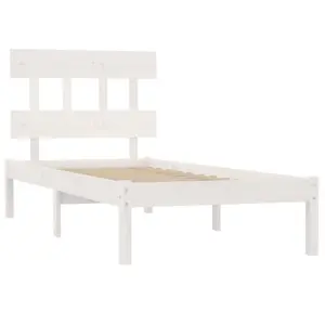 Berkfield Bed Frame White Solid Wood 90x200 cm