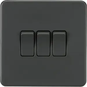 Knightsbridge Screwless Triple Switch 10AX 3 Gang 2-Way Anthracite - SF4000AT