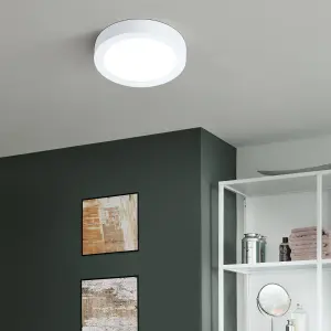 Eglo Fueva-Z Round White Steel Smart Control Colour Changing LED Ceiling Light, (D) 21cm