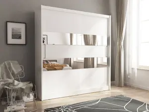 Maja II Mirrored Sliding Door Wardrobe 200cm in White