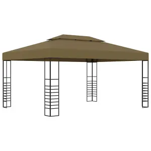 Berkfield Gazebo with LED String Lights 3x4 m Taupe