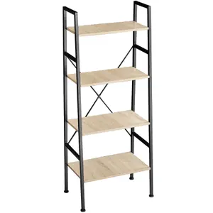 Ladder Shelf Newcastle - industrial style, with 4 shelves, 57.5 x 35.5 x 139 cm - industrial wood light, oak Sonoma