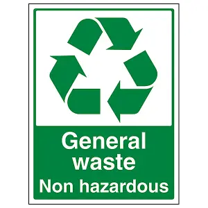 Non Hazardous Waste Recycling Sign - Adhesive Vinyl - 200x300mm (x3)