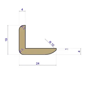 Solid Oak L-Bead 24 x 19mm - 0.9m Length - Unfinished