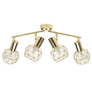 4 Light Spotlight Metal Bar Gold CHENAB