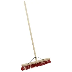 Sealey PVC Bristle Broom 24" 610mm Head Hard Wearing Rubberwood Handle BM16P