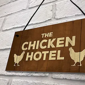 Chicken Signs And Plaque THE CHICKEN HOTEL Garden Sign Hanging Shed Sign Funny Home Decor Sign