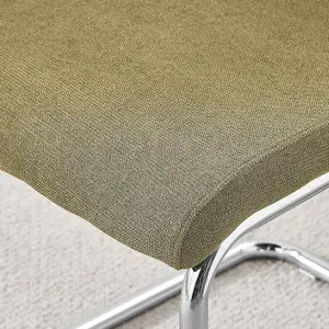 Furniturebox UK Lorenzo 2x Sage Green Fabric Silver Leg Dining Chair