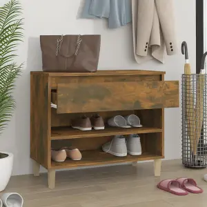 Berkfield Shoe Cabinet Smoked Oak 70x36x60 cm Engineered Wood