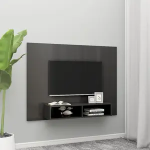 Berkfield Wall TV Cabinet High Gloss Grey 135x23.5x90 cm Engineered Wood