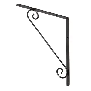 GoodHome Antik Black Steel Shelving bracket (H)300mm (D)150mm