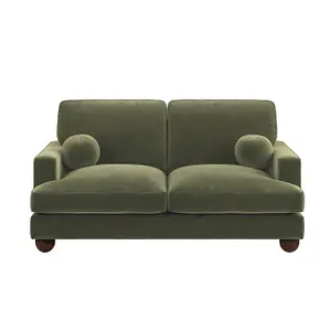 Solace+Co Addison 2 Seater Velvet Sofa - Khaki Green