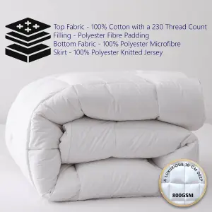 Glamhaus Luxury Mattress Topper Cushioned Cotton Bed Topper Anti Allergy