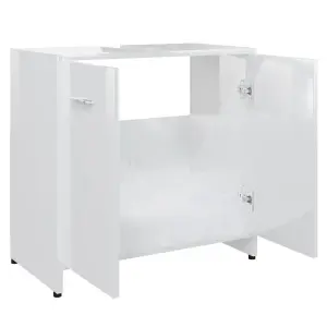 Berkfield Bathroom Cabinet High Gloss White 60x33x61 cm Engineered Wood