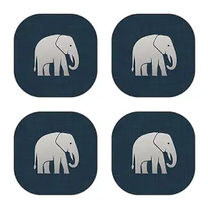 iStyle Luxe Elephant Set of 4 Velvet Backed Coasters