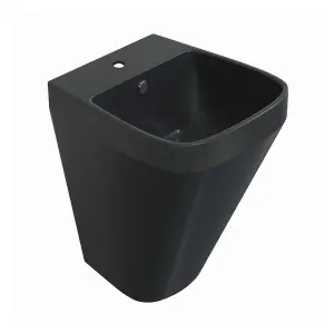 Bellio Modern Black Rimless Back to Wall Toilet & Wall Hung Basin Set