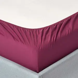 Homescapes Plum Egyptian Cotton Deep Fitted Sheet 200 TC, Single